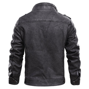 Rückseite Schwarze Lederjacke für Herren