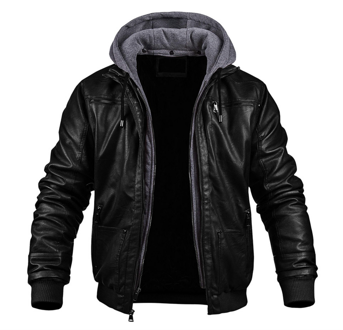 Stilvolle premium leather winter jacket mit kapuze